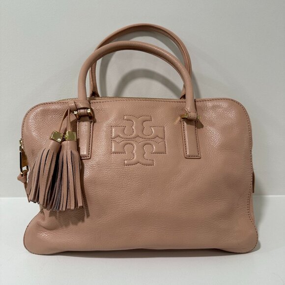 Tory Burch Leather Thea Porcelain Pink Handbag Purse - Picture 1 of 15
